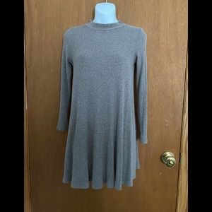 Mock neck ribbed dress